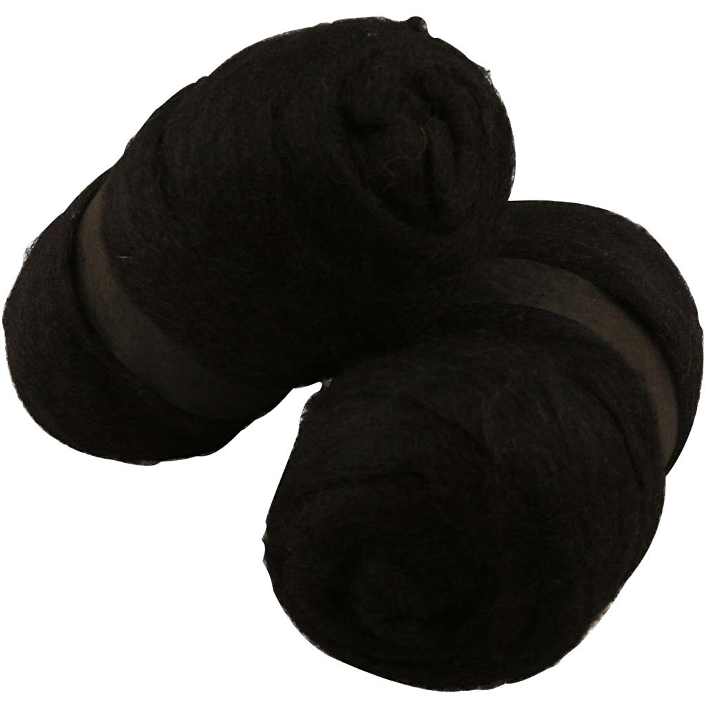 Uld – Kartet Uld 2x100g – Sort