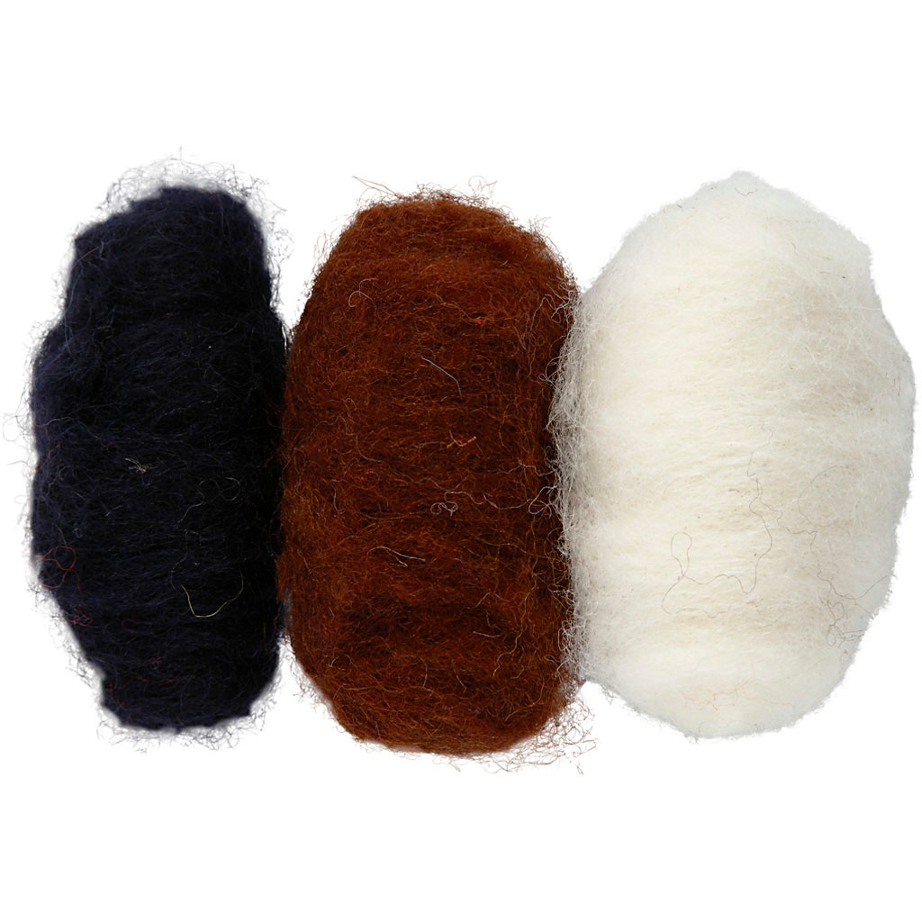 Kartet Uld, sort/off-white/brun harmoni, 3x10g