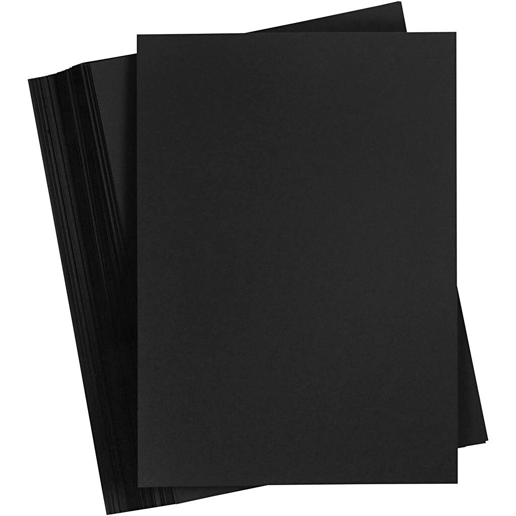 Karton, 14,8x21 cm, sort, 100 ark