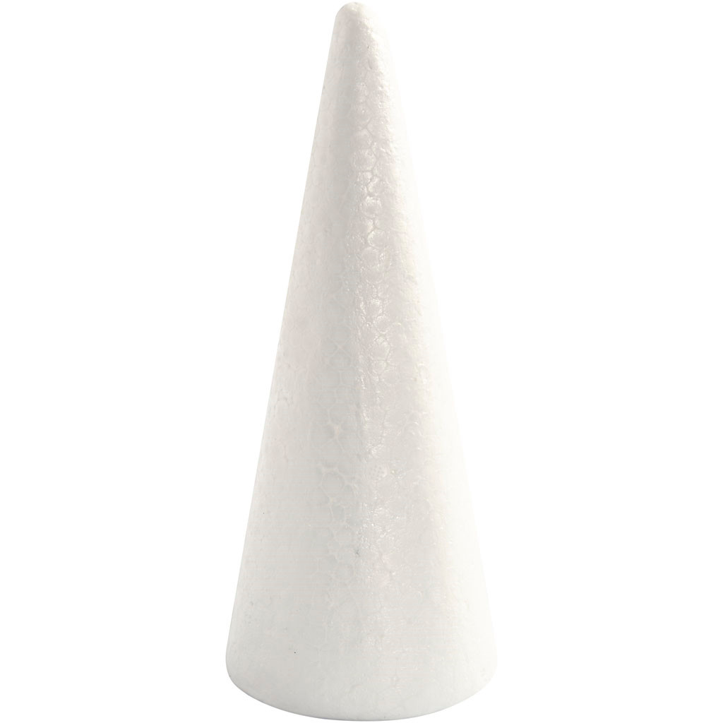 Kegle, styropor Højde 19,5 cm - diameter 7 cm