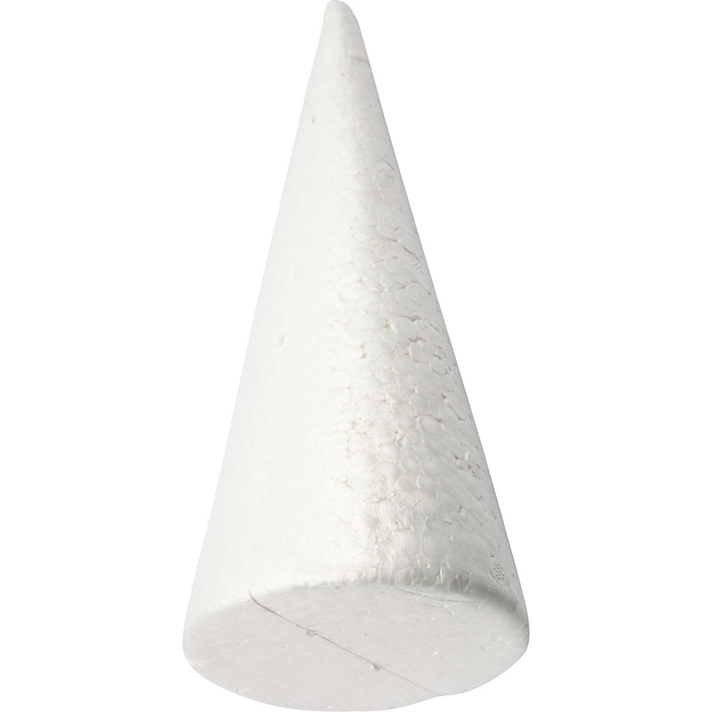Kegle styropor Højde 25 cm Diameter 10 cm - 1 stk