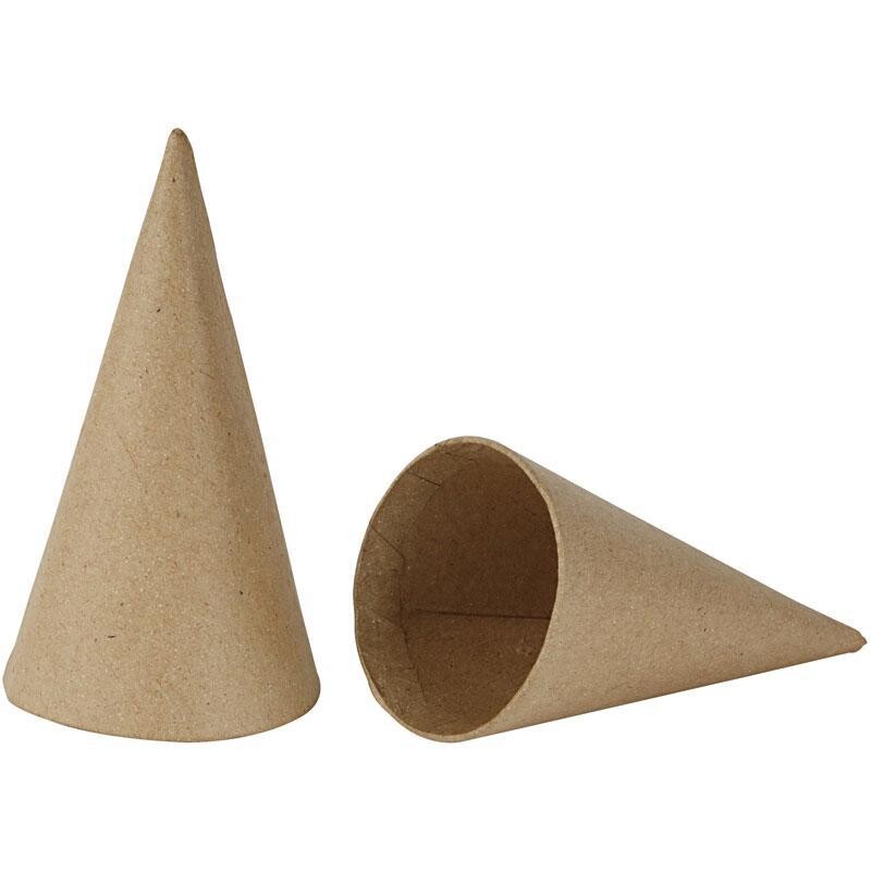 Kegle papmaché Højde 14 cm diameter 7 cm - 10 stk