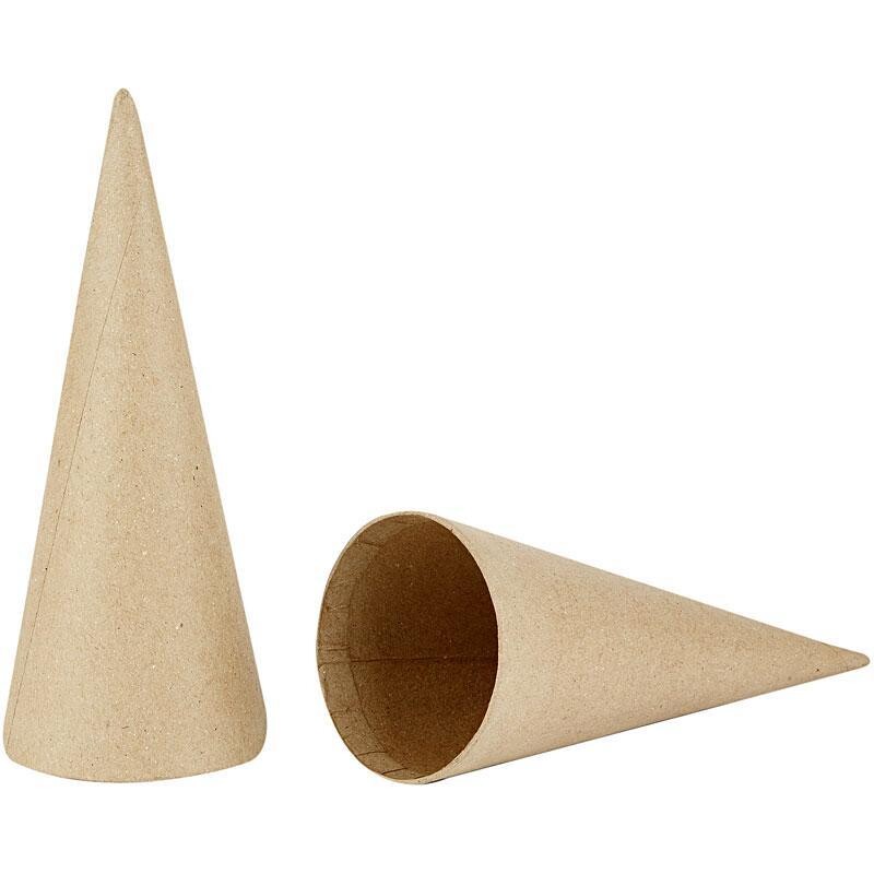 Kegle papmaché Højde 20 cm diameter 8 cm - 5 stk