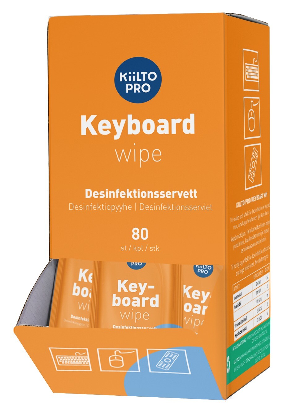 Kiilto Pro Tastatur Wipes - Engangsklude - 80 stk