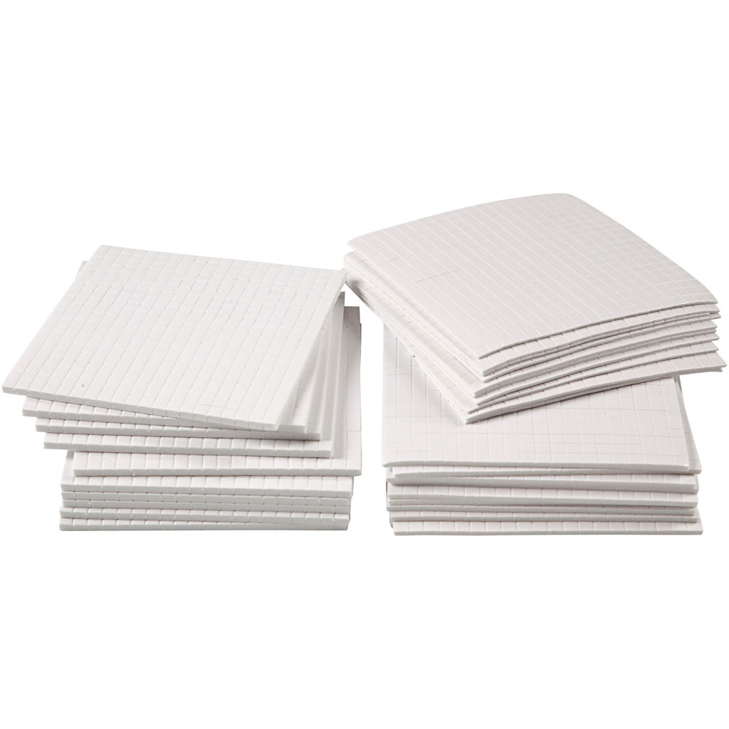 Klæbepuder 3D - 5x5 mm - tykkelse 1/2/3 mm - 30 assorterede ark