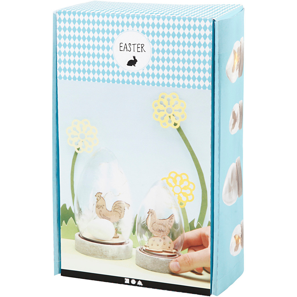 Påske krea klokker med indvendig pynt 12+15.5 cm - 2 stk
