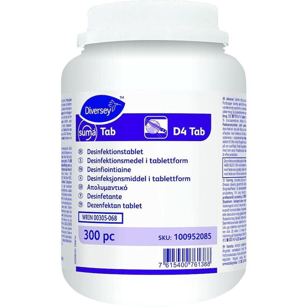 Klortablet - Diversey Suma Tab D4 - Uden farve og parfume - 300 stk - 4 stk