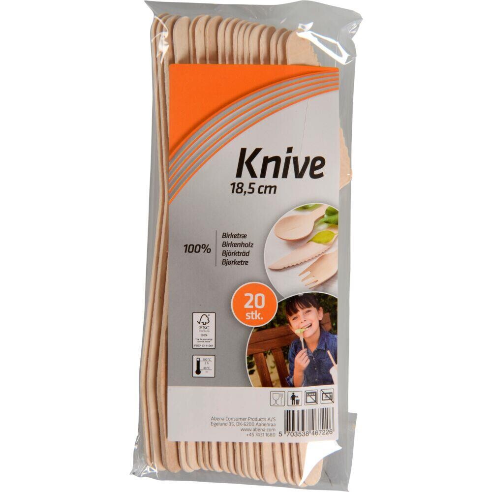 Kniv Engangsservice, Consumer, 18,5cm, natur, birketræ - 34 pakker