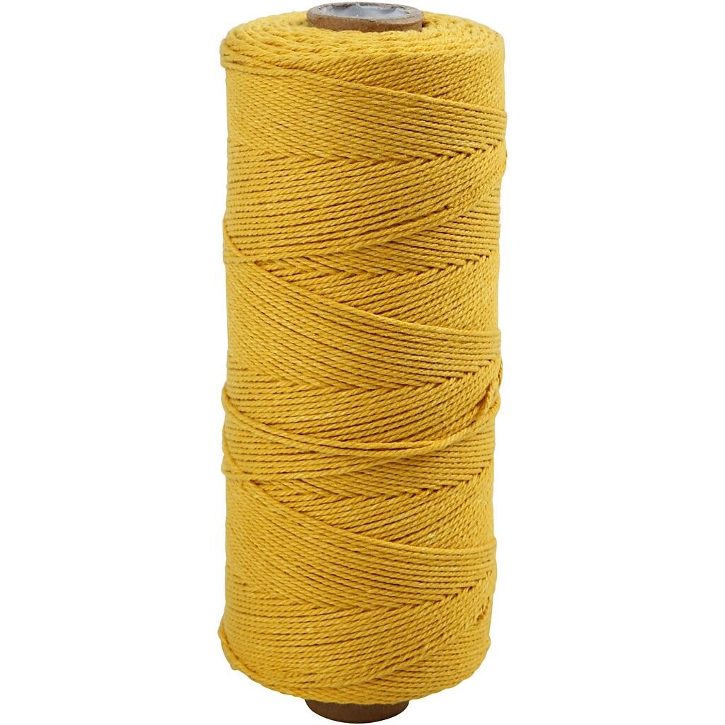 Knyttegarn, L: 315 m, tykkelse 1 mm, Tynd kvalitet 12/12, gul, 220 g/ 1 ngl.