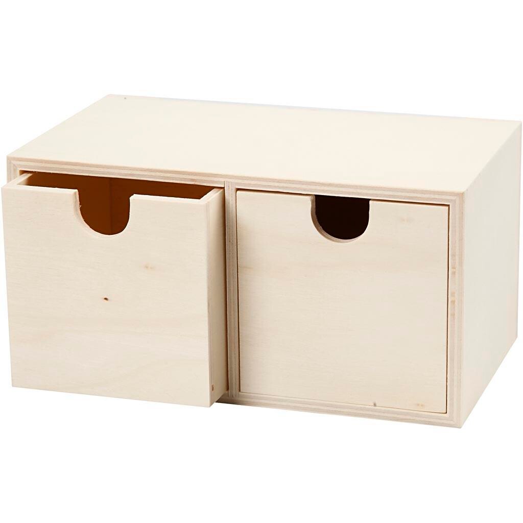 Kommode størrelse 9,2 x 17,7 cm indvendige mål 7,2 x 7,2 cm | krydsfiner