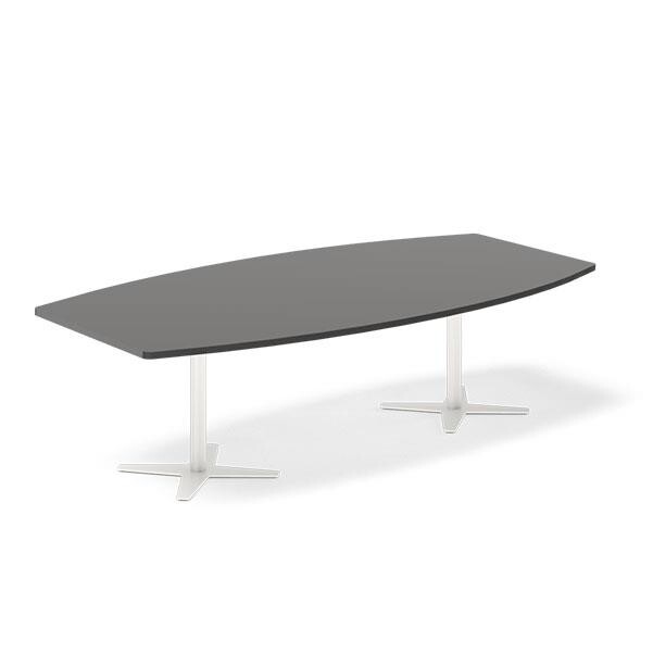 Konferencebord DNA, Antracit 2600x1200 mm bådformet, Hvid understel