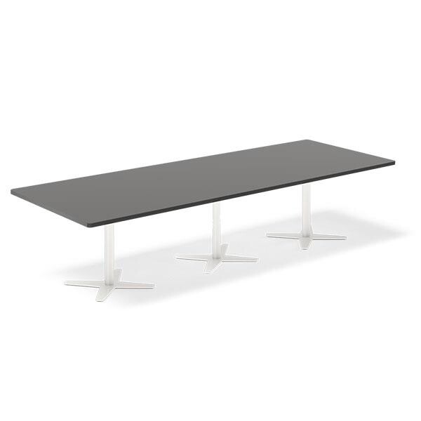 Konferencebord DNA, Antracit 3200x1200 mm rektangulært, Hvid understel