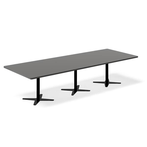 Konferencebord DNA, Antracit 3200x1200 mm rektangulært, Sort understel