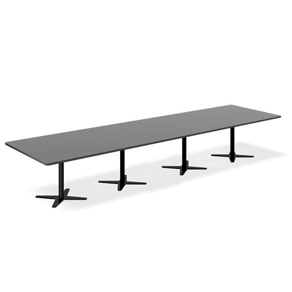 Konferencebord DNA, Antracit 4400x1200 mm rektangulært, Sort understel