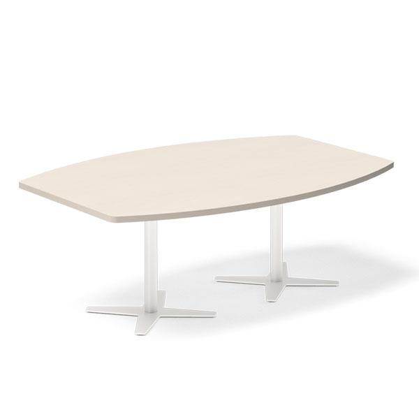 Konferencebord DNA, Birk 2000x1200 mm bådformet, Hvid understel