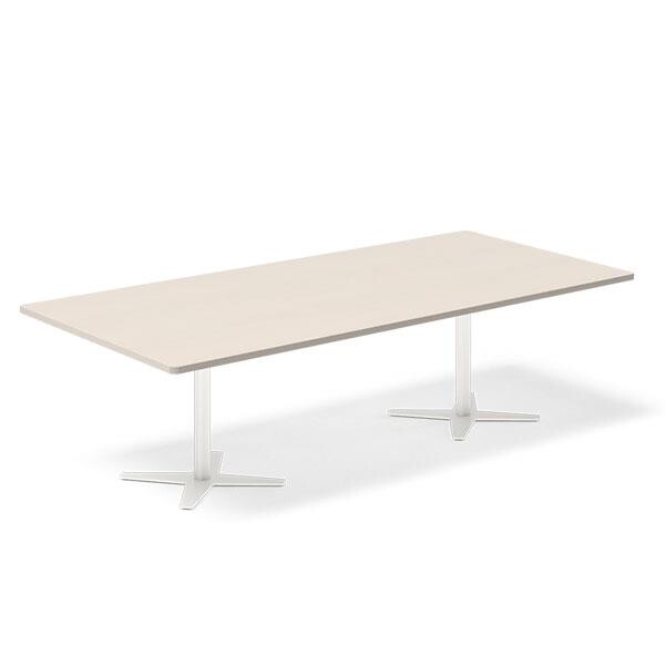 Konferencebord DNA, Birk 2600x1200 mm rektangulært, Hvid understel