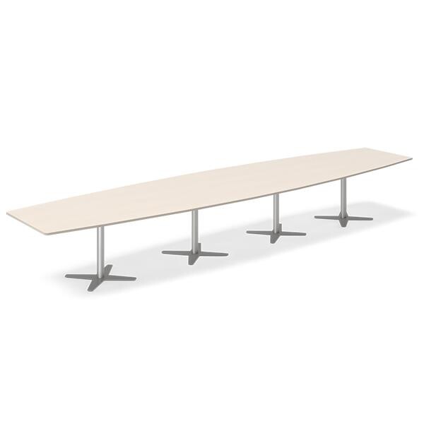Konferencebord DNA, Birk 5000x1200 mm bådformet, Alugrå understel