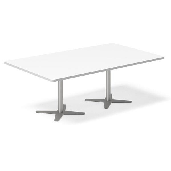Konferencebord DNA, Hvid 2000x1200 mm rektangulært, Alugrå understel