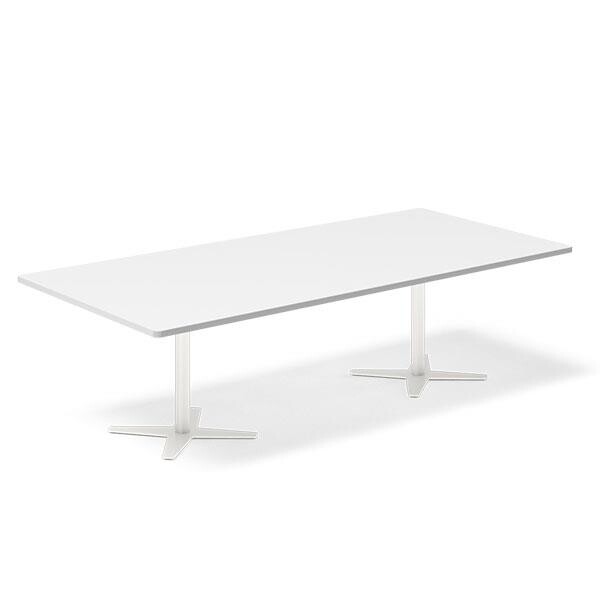 Konferencebord DNA, Hvid 2600x1200 mm rektangulært, Hvid understel