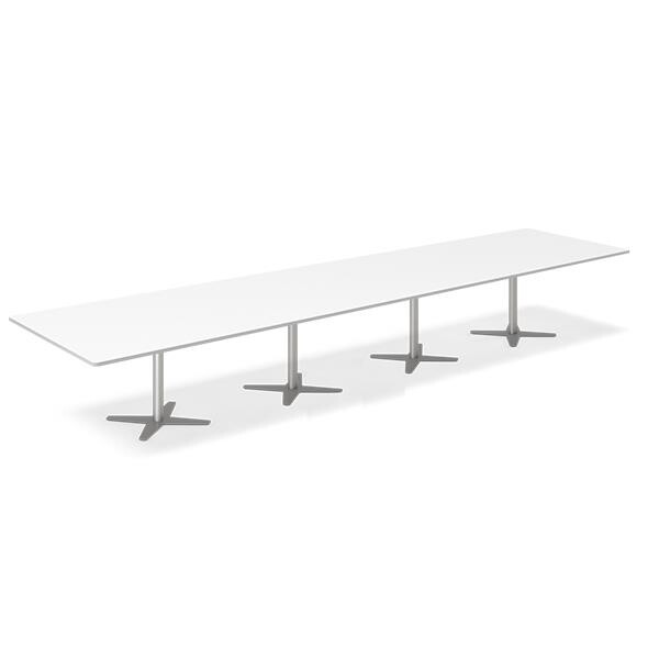 Konferencebord DNA, Hvid 5000x1200 mm rektangulært, Alugrå understel