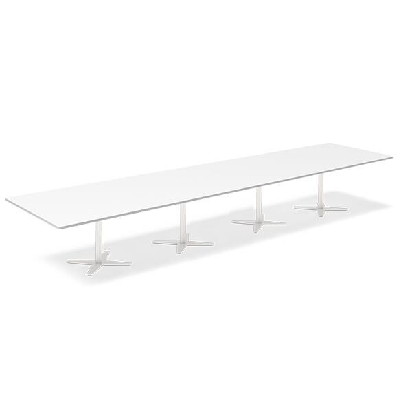 Konferencebord DNA, Hvid 5000x1200 mm rektangulært, Hvid understel