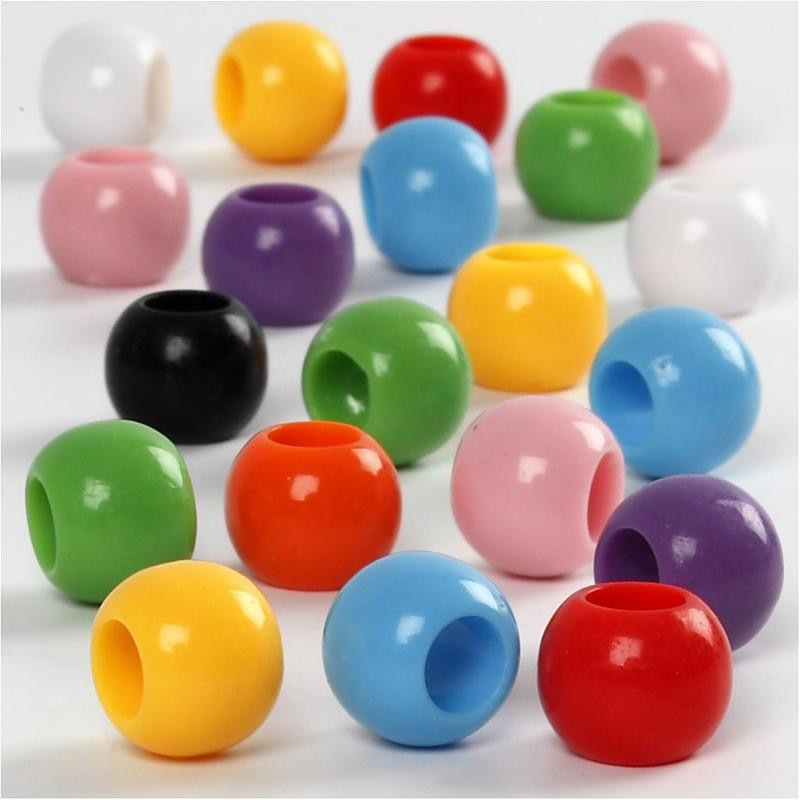 Kongoperler, dia. 10 mm, hulstr. 4,5 mm, ass. farver, 430 g, 700ml