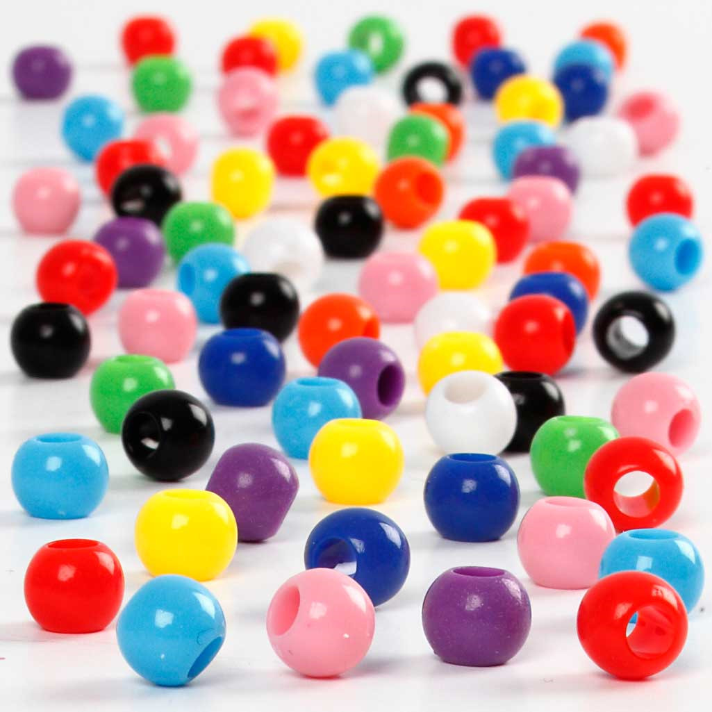 Kongoperler, dia. 6 mm, hulstr. 3 mm, ass. farver, 425 g, 700ml
