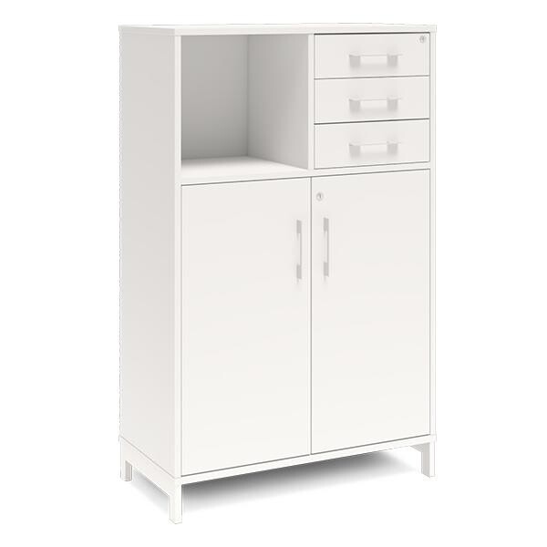 Kontorskab DNA, 800x1275 mm, Hvid/Hvid, skuffemodul 3A4/2A4
