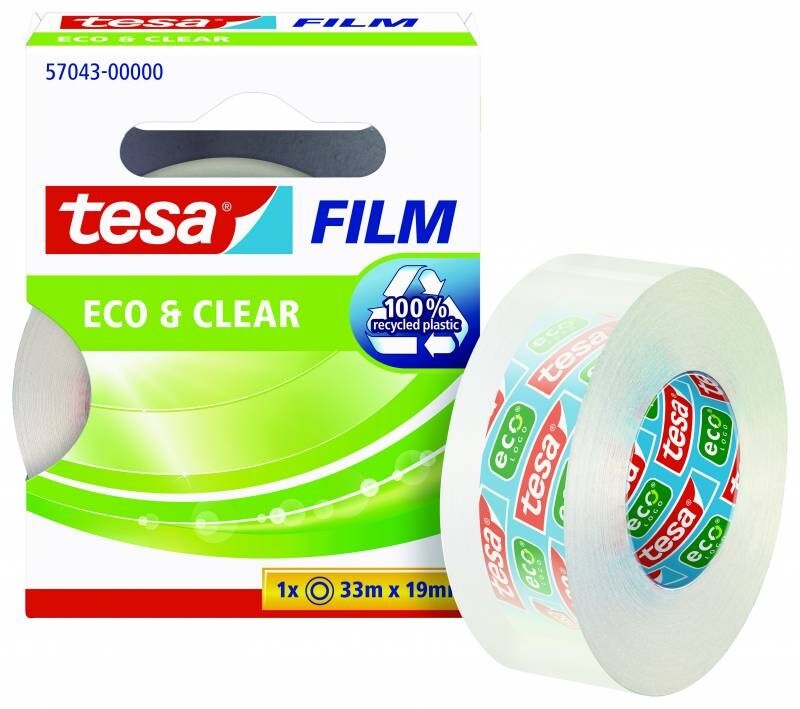 Kontortape - Tesa EcoLogo - 19 mm x 33 m - Klar - 10 stk