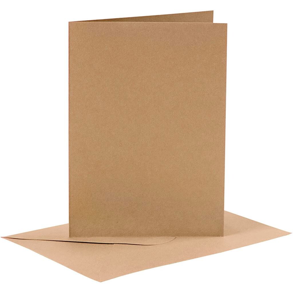Kort og kuverter kort 10,5 x 15 cm kuvert 11,5 x 16,5 cm natur - 6 sæt