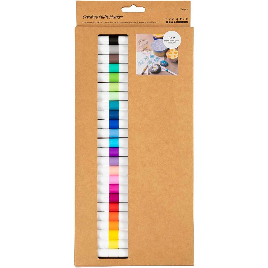 Kreativ Multi Tusch ass. farver 24 stk pr pakke