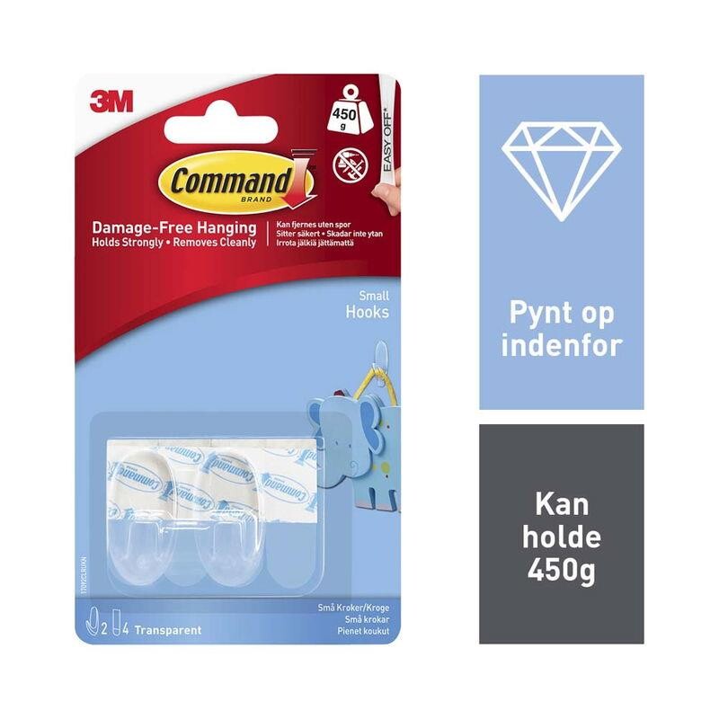 Kroge med gennemsigtige strips 3M Command små 17092CLR