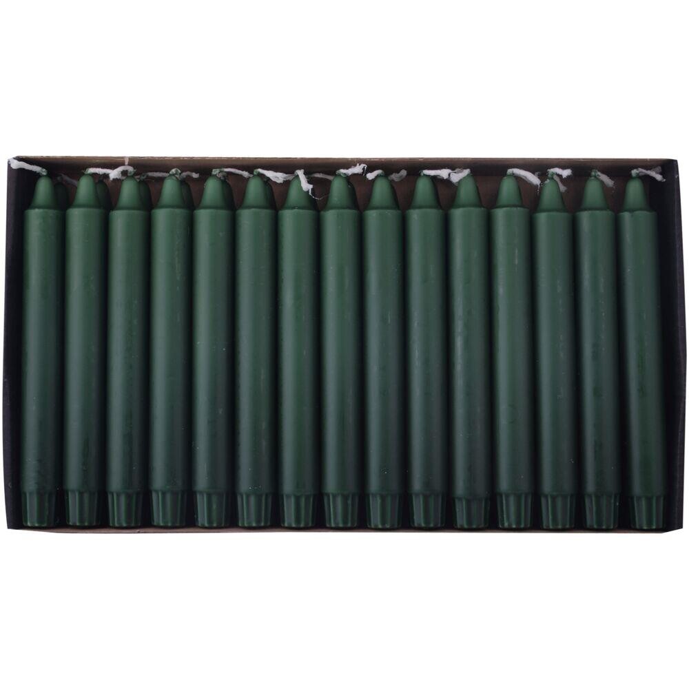 Kronelys, 20cm, Ø2,3cm, mørkegrøn, 8 timer, 100% stearin - 150 stk