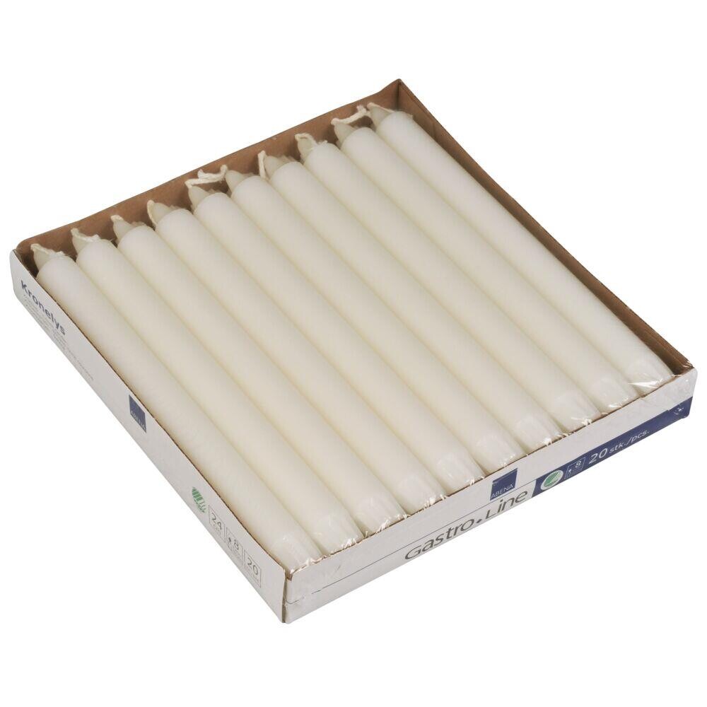 Kronelys, Gastro-Line, 8 timer, hvid, 24 cm - 100 stk