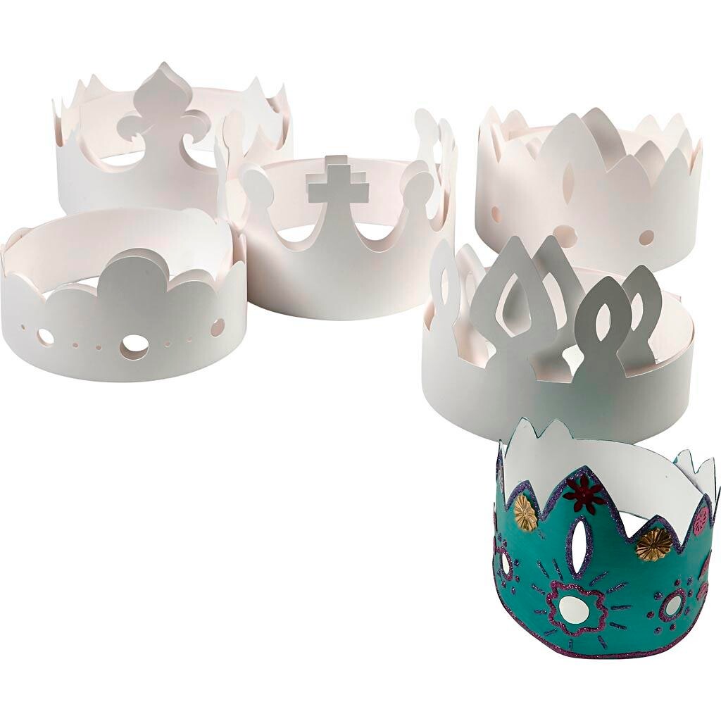 Kroner, H: 10-16,5 cm, L: 60 cm, pap, hvid, 50 stk./ 1 pk.