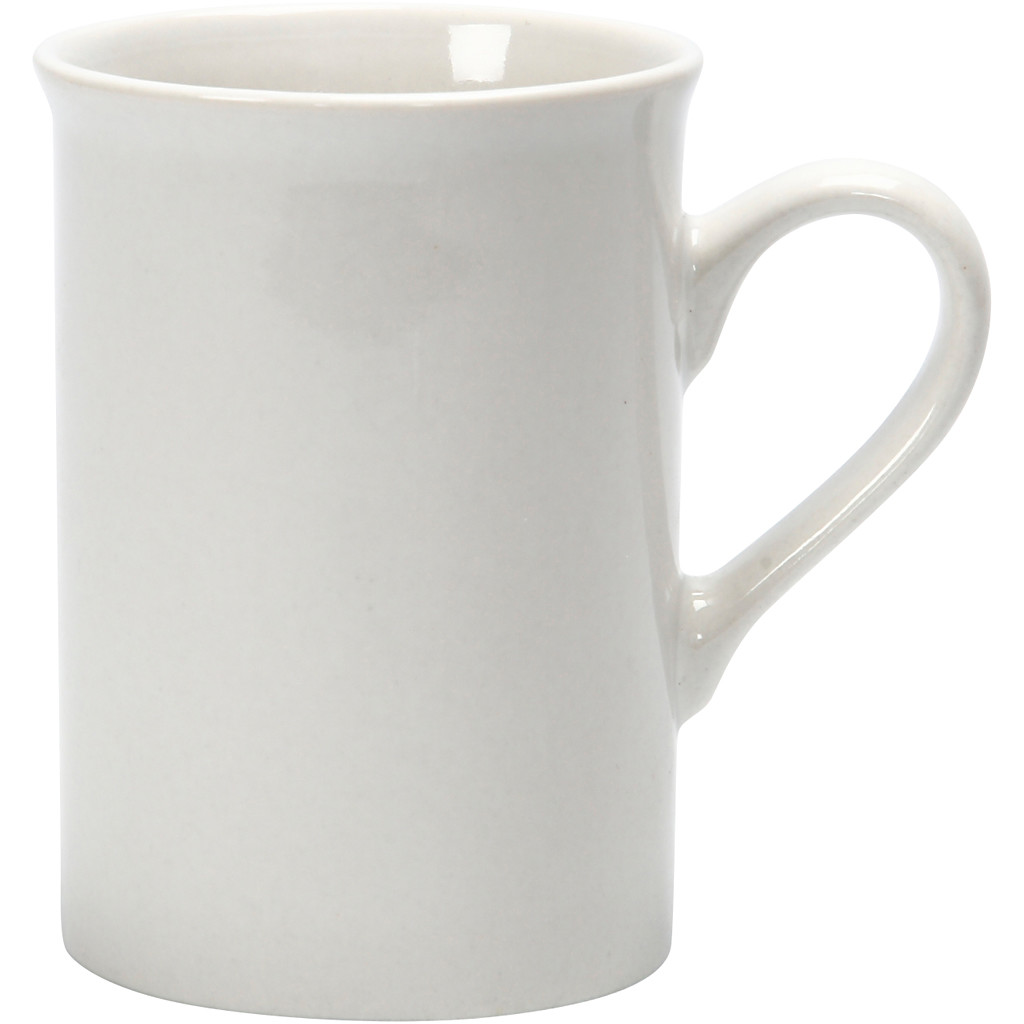 Krus med hank - H: 10 cm diam. 7,4 cm hvid - 2stk.