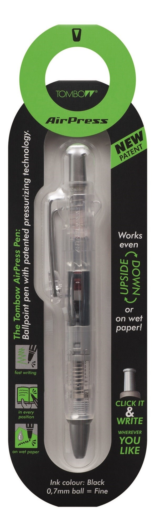 5 stk. Kuglepen - Tombow AirPress 0.7mm transparent