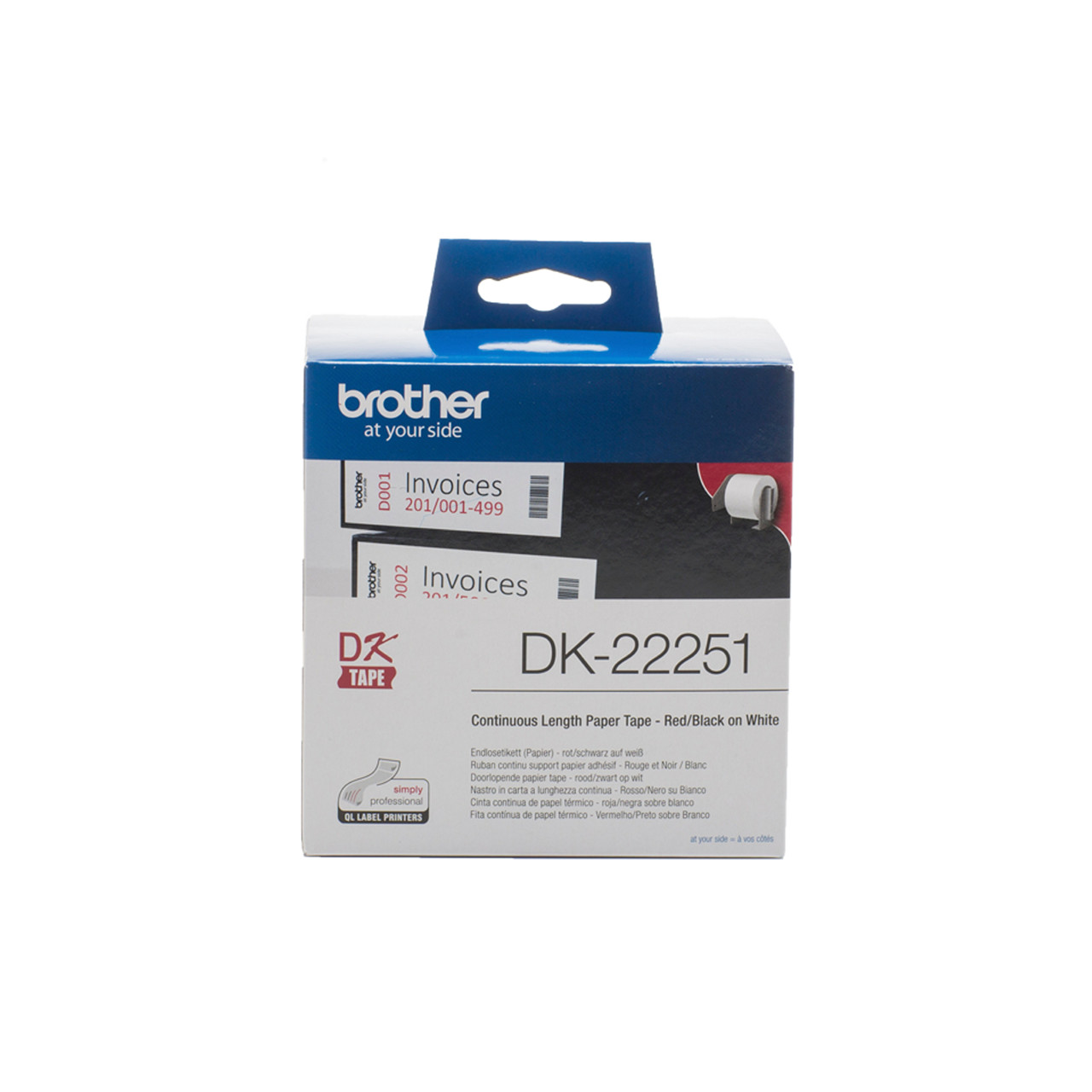 Label Brother DK22251 sort/rød 62mmx15,24m