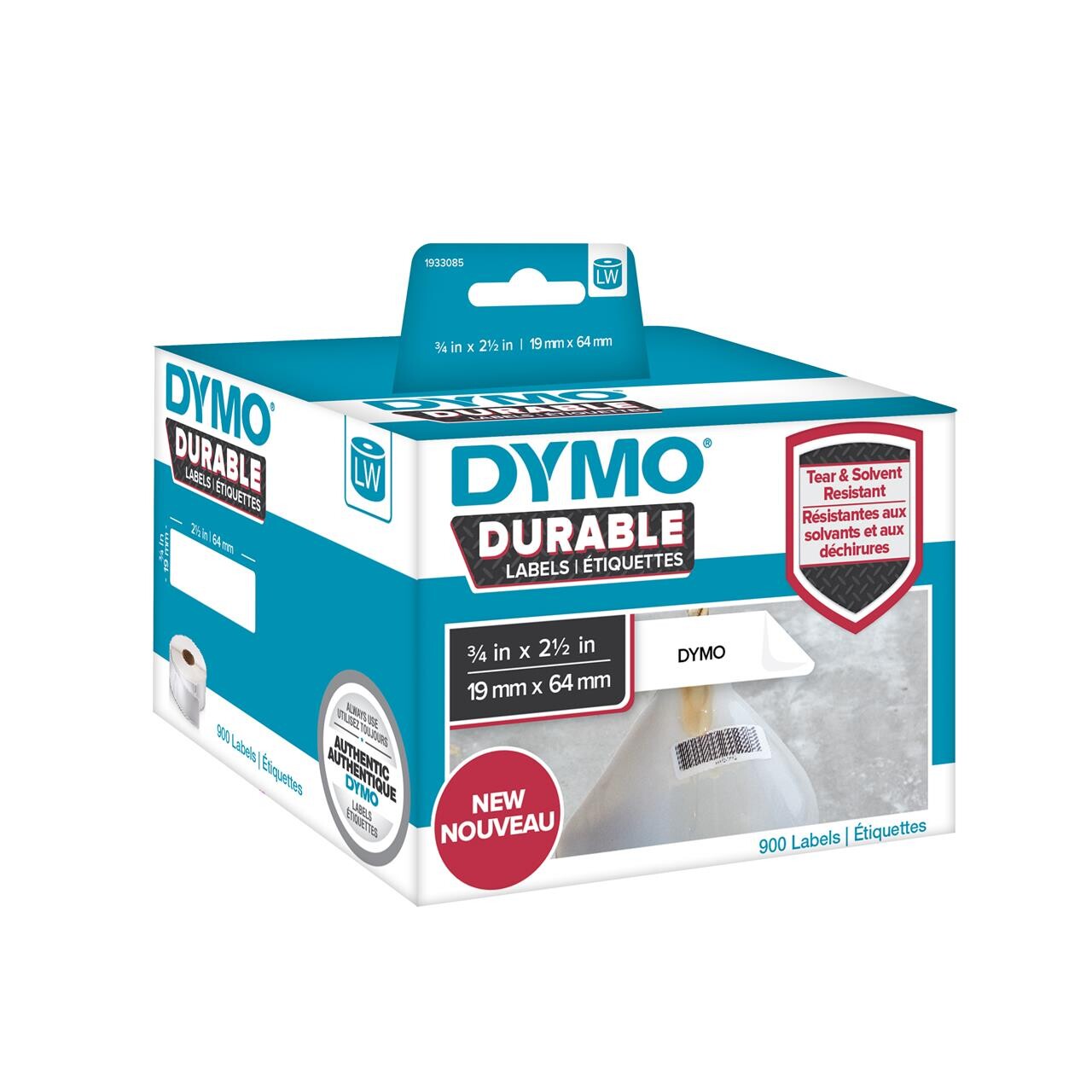 Label Dymo Durable etiket stregkodelabel 19x64mm 900stk