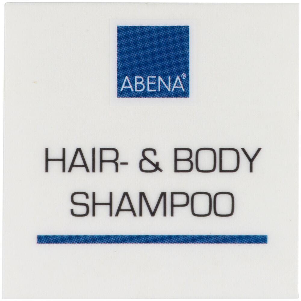 Label til dispenser - Hair- and Bodyshampoo, blå, 4x4cm