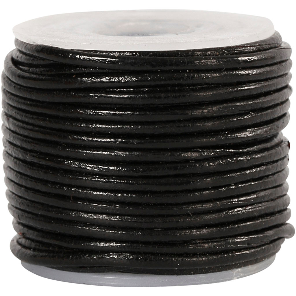 Lædersnor tykkelse 1 mm sort 10m