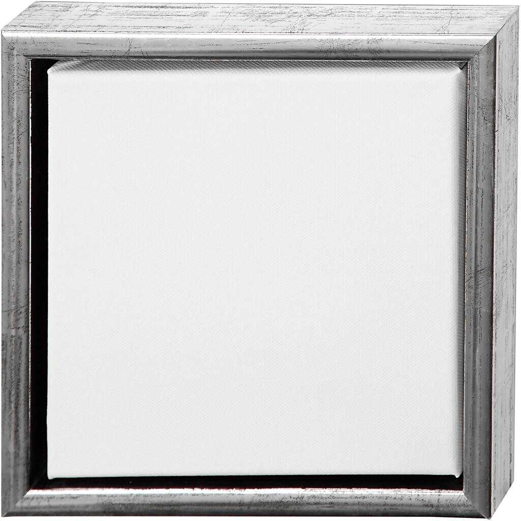 Lærred med ramme - 20 x 20 cmLærred med ramme – 20×20 cm – Hvid/Antik sølv