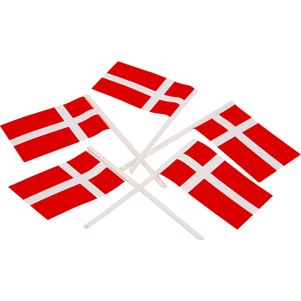 Lagkageflag, str. 30x50 mm, Danmark, 100stk.