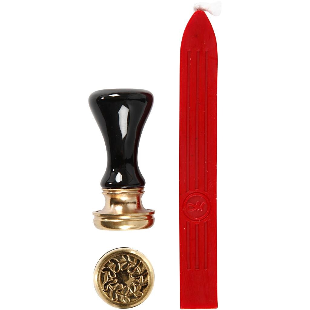 Lak og segl, rød, diam. 17 mm, 1sæt