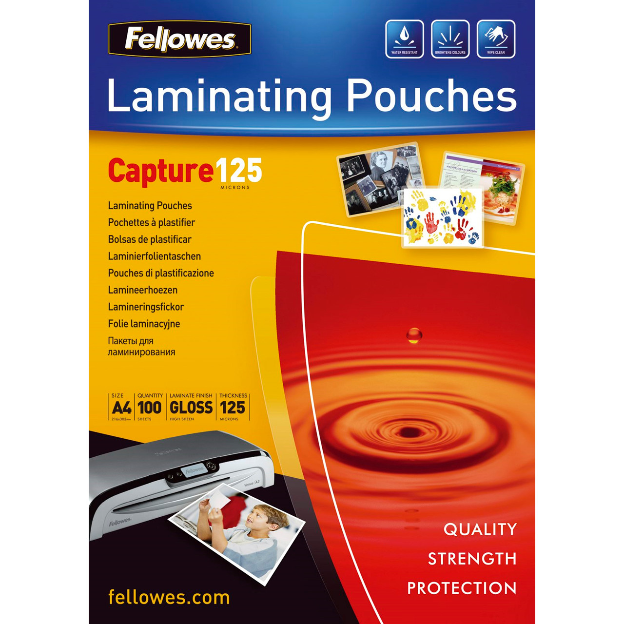 Lamineringsark - Fellowes - A4 - 125 mic - glossy - 100 stk