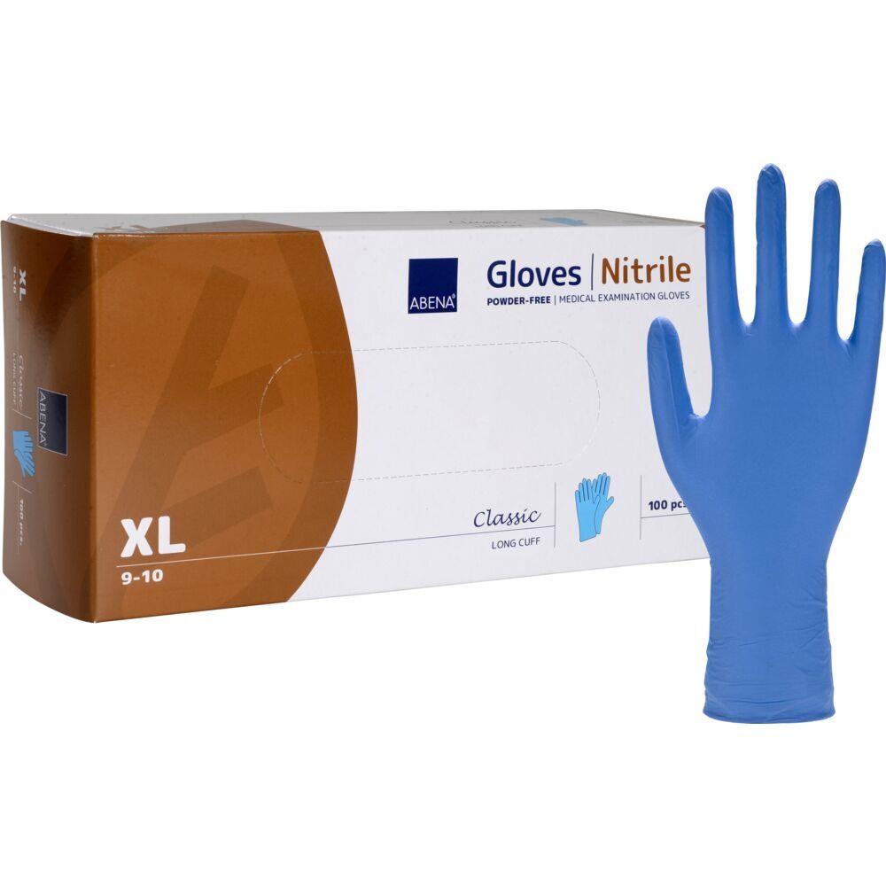 Nitrilhandsker lange, ABENA Classic, XL, blå, nitril, pudderfri - 10 pakker