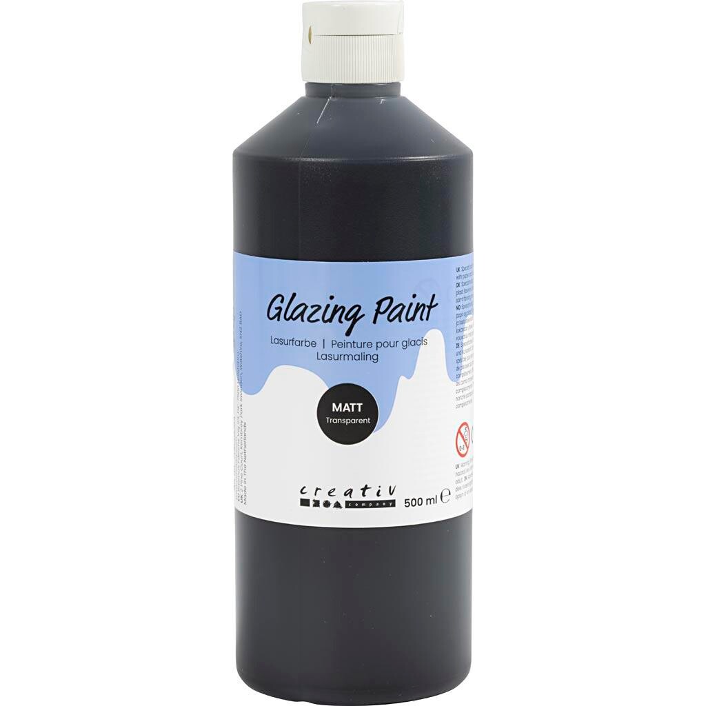 Lasurmaling, mat, transparent, sort, 500 ml/ 1 fl.
