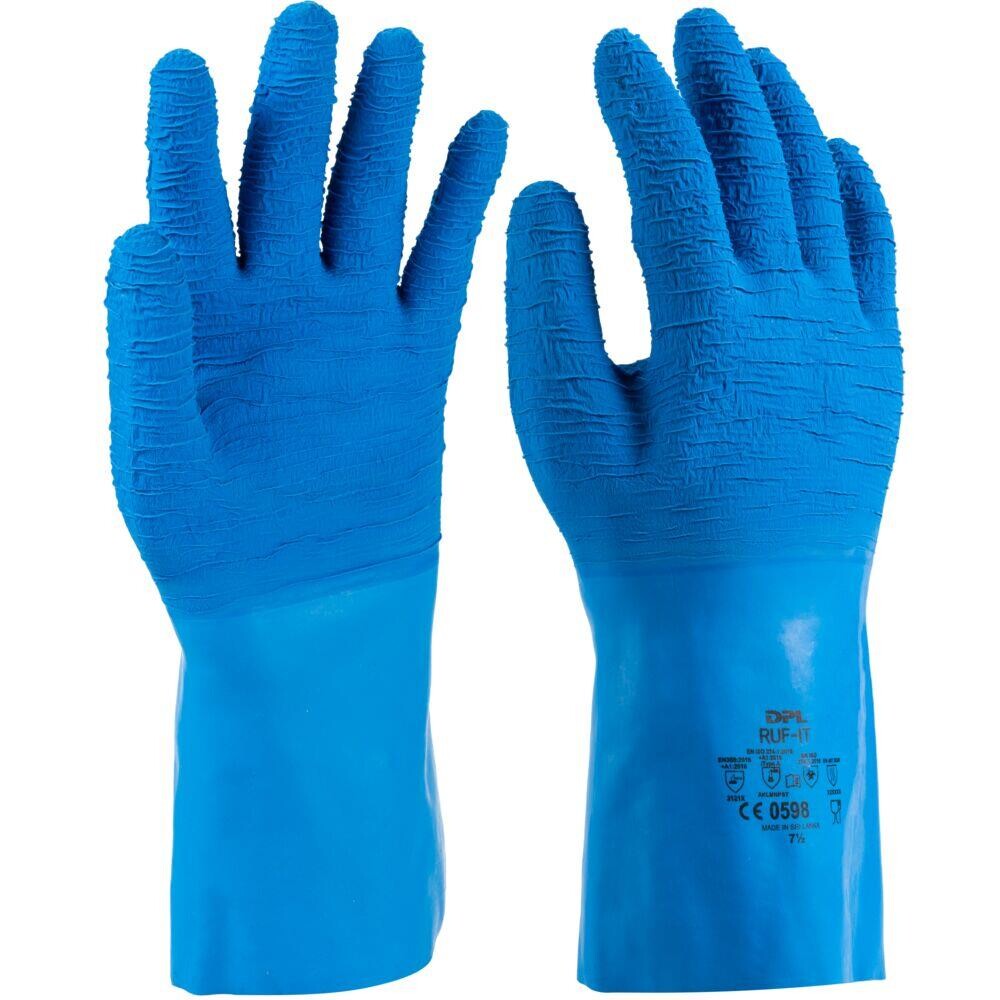 Latex handske, DPL Ruf-it, 7,5/S, blå, latex, varmeresistent