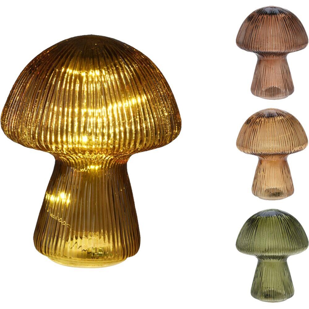 LED lampe, Mushroom, 16,5x20,5cm, glas, assorteret - 6 stk