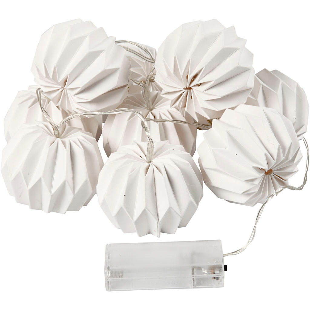 Lyskæde - LED Lampeskærme - Hvid - 100cm - Ø75mm